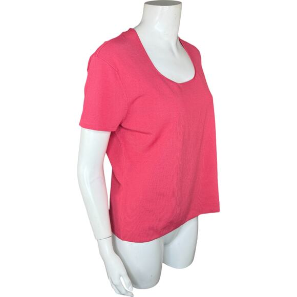 Talbots Large Petite Womens Salmon Pink Short Sleeve Stretch Top NWT - Picture 10 of 12